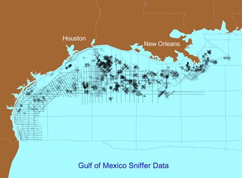 Figure 4. Gulf of Mexico Geochemical" Sniffer" Data Set, Released by Chevron to Texas A&M University, Used to Generate Compositional Crossplots. 